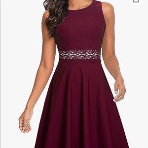 Women's Sleeveless Cocktail A-Line Embroidery Dress